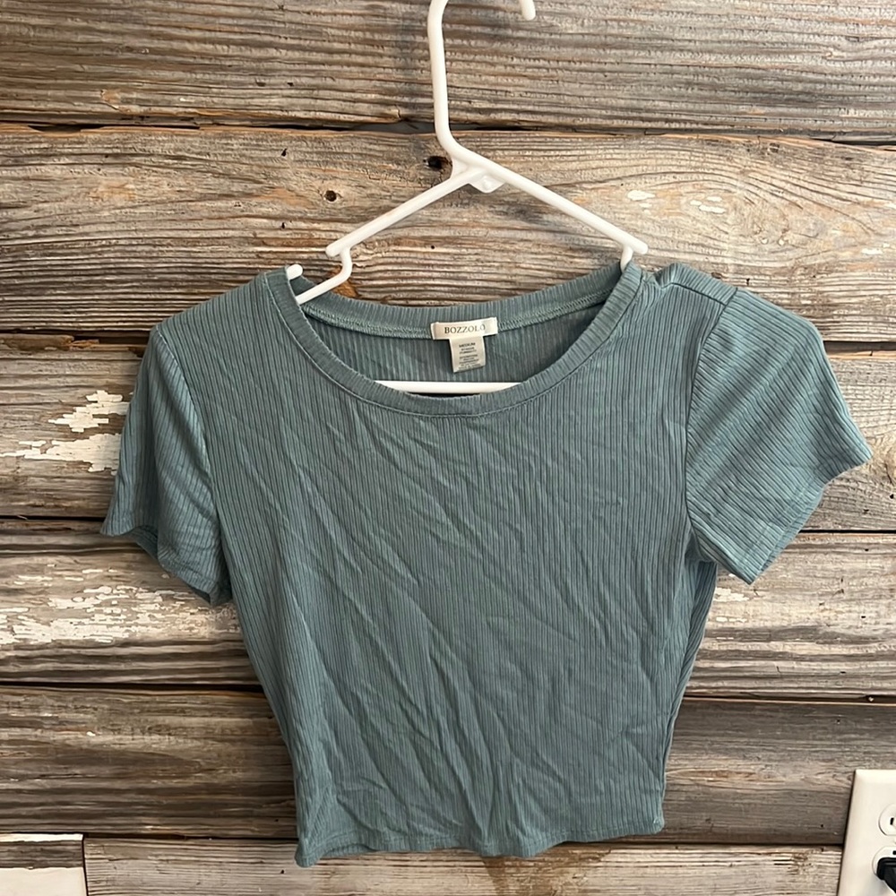 Teal ribbed crop top